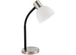 EGLO Tischleuchte "Macere Tischlampe, Schreibtischlampe, Metall und Glas, E14, Lampe", silberfarben, 1, H: 34cm, 1 Stk., Leuchten, Tischleuchte - L22 x B12 x H34 cm - nickel-matt - 1X25W exkl., Tischleuchte