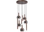 PAUL NEUHAUS LED Pendelleuchte "BOWL", braun, 9, Ø 63cm H: 100cm, 1 Stk., Leuchten, Dimmbar über Lichtschalter, Memory, Höhenverstellbar, Rauchgläser, LED Pendelleuchte