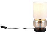 OTTO HOME Schreibtischlampe "Jorrin, Tischlampe mit Glas und Stoffschirm exkl 1x E27 max 40W", beige, 1, Ø 13,5cm H: 28,5cm, 1 Stk., Leuchten, Nachttischlampe Tischleuchte m. Schnurschalter Glas amber Schirm beige, Schreibtischlampe