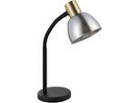 EGLO Tischleuchte "Macere Tischlampe, Schreibtischlampe aus Metall und Rauchglas, Lampe", schwarz, 1, H: 34cm, 1 Stk., Leuchten, Tischleuchte - L22 x B12 x H34 cm - schwarz, messing-gebürstet, Tischleuchte