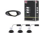 PAULMANN LED Einbauleuchte "LED Einbauleuchte Nova Coin rund 84mm 50", schwarz, 3, Ø 8,4cm, 3 Stk., Leuchten, LED Einbauleuchte