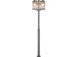 TRIO LEUCHTEN Außen-Stehlampe "SAMBESI, Große Garten Stehleuchte Höhe 240cm, IP44 Dämmerungssensor", grau, 3, Ø 51cm H: 240cm, 1 Stk., Leuchten, Outdoor Stehlampe 3-flammig, exkl 3x E27 max 28W, Alu Druckguss, Außen-Stehlampe