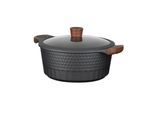 Kochtopf RESTO KITCHENWARE "Capella, Schmortopf antihaftbeschichtet und spülmaschinenfest", schwarz (schwarz, matt), H:12,5cm L:38,5cm Ø:28cm, Töpfe, Kochtopf, mit Glasdeckel und stoßdämpfendem Silikonrand, im Geschenkkarton