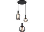 TRIO LEUCHTEN Pendelleuchte "DIVA, E27 Hängelampe 3-flammig mit Glasschirm, exkl 3xE27 max 10W", schwarz (schwarz matt), 3, Ø 30cm H: 150cm, 1 Stk., Leuchten, höhenverstellbar bis max 150cm Hängeleuchte Ø 30 cm Wohnzimmer Küche, Pendelleuchte