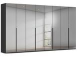 Kleiderschrank "Schrank Garderobe Ankleide Schlafzimmer Flur SERINA Eyecatcher", schwarz (schwarz, grauspiegel), B:401cm H:223cm T:61cm, Holzwerkstoff, LEGER HOME BY LENA GERCKE, Schränke, Kleiderschrank, in 6 Breiten, 3 Ausführungen und mit Front Glas oder Dekor MADE IN GERMANY