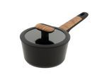 Kasserolle RESTO KITCHENWARE "Mon, Topf 1,4 l, antihaftbeschichtet und spülmaschinenfest", schwarz, H:8,5cm L:32,9cm Ø:16cm, Töpfe, Kasserolle, mit Glasdeckel und stoßdämpfendem Silikonrand, im Geschenkkarton