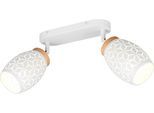 REALITY LEUCHTEN Deckenstrahler "BIDAR 2-flammig, exkl 2x E14 max 10W, Wand- oder Deckenmontage möglich", weiß matt, 2, H: 27cm, 1 Stk., Leuchten, Spots verstellbar, Metall-Lampenschirm mit Lasercut Optik + Holz Dekor, Deckenstrahler