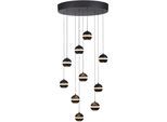 LED Pendelleuchte "LINI", schwarz, 10, Ø 55cm H: 22cm, 1 Stk., SCHÖNER WOHNEN-KOLLEKTION, Leuchten, SCHÖNER WOHNEN Kollektion, 3-Stufen Dimmer, Comfort-Lift, LED Pendelleuchte