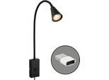 BRILONER LEUCHTEN Nachttischlampe "JUSTRA Tischlampe", schwarz (weiß, neutral), Leuchten, Nachttischlampe