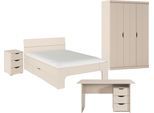 Jugendzimmer-Set RAUCH "Kinderzimmer Komplettzimmer Schlafzimmer-Set (4-tlg.) MARLENE", beige (beige (champagner)), Schrank 3-trg. - Ausstattung PREMIUM + ohne Matratze, B/H: 140cm x 200cm, Schrank 3-trg. - Ausstattung PREMIUM, Holzwerkstoff, Schlafzimmermöbel-Sets, Jugendzimmer-Set, erhältlich in verschiedenen Bett- und Schrank-Breiten MADE IN GERMANY
