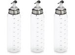Menage-Set ZELLER PRESENT "Essig-/Ölflasche, 3-tlg.", transparent, H:24,5cm Ø:6,5cm, Menage-Sets, Menage-Set, präziser Ausguss, 500 ml