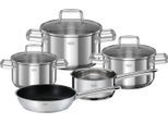 Topf-Set RÖSLE "MOMENTS, 5-tlg. incl. Pfanne 24 cm", silberfarben, Töpfe, Topf-Set