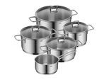 Topf-Set SILIT "Alicante", grau (edelstahl), B:30,5cm H:23,5cm L:52,5cm, Töpfe, Topf-Set, Silitherm-Allherdboden, induktionsgeeignet, spülmaschinengeeignet