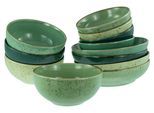 Schale CREATABLE "Nature Collection, Bowl Set 12-tlg", grün (grün life), Steinzeug, Schüsseln, Schale, Handwerklicher Look, Vintage