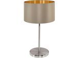 EGLO Tischleuchte "Maserlo Tischlampe, Nachttischlampe, silber und gold, E27, Lampe", beige (silberfarben), 1, Ø 23cm H: 42cm, 1 Stk., Leuchten, Textil Tischleuchte, Nachttischlampe E27, inkl. Schalter, Tischleuchte