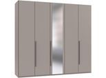 Drehtürenschrank WIMEX "London in den Breiten 180cm, 225cm und 270cm erhältlich, inkl. Spiegel", saharagrau, griffe saharagrau, B:225cm H:208cm T:58cm, Holzwerkstoff, Schränke, Drehtürenschrank, Kleiderschrank wahlweise mit Basic- o. Premium-Ausstattung erhältlich