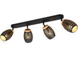 REALITY LEUCHTEN Deckenstrahler "BIDAR 4-flammig, exkl 4x E14 max 10W, Deckenlampe Spots verstellbar", goldfarben, 4, H: 27cm, 1 Stk., Leuchten, Metall-Lampenschirm mit Lasercut Muster und Holz-Dekoelementen, Deckenstrahler