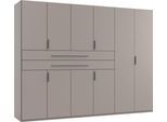 Drehtürenschrank WIMEX "Digit Kleiderschrank wahlweise mit oder ohne Spiegel", saharagrau, B:270cm H:208cm T:58cm, Holzwerkstoff, Schränke, Drehtürenschrank, erhältlich in den Breiten 225cm oder 270cm (mit 8 oder 10 Türen)