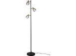 NÄVE Stehlampe "Lindita", schwarz, 3, Ø 8,5cm H: 154cm, 1 Stk., Leuchten, 3er Spot, Relief-Glasschirm smokey, Gestell messing matt, 3x E14 exkl., Stehlampe