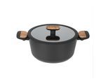 Kochtopf RESTO KITCHENWARE "Mon, Bratentopf antihaftbeschichtet und spülmaschinenfest", schwarz, H:11,5cm L:36cm Ø:24cm, Töpfe, Kochtopf, mit Glasdeckel und stoßdämpfendem Silikonrand, im Geschenkkarton
