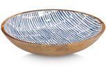 Schale ZELLER PRESENT "Mangoholz, mit Streifendekor", blau, H:6cm Ø:30cm, Massivholz, Schüsseln, Schale, hochwertiges natürliches Material
