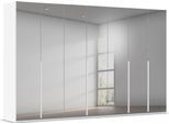 Kleiderschrank "Schrank Garderobe Ankleide Schlafzimmer Flur SERINA Eyecatcher", weiß (alpinweiß, grauspiegel), B:351cm H:223cm T:61cm, Holzwerkstoff, LEGER HOME BY LENA GERCKE, Schränke, Kleiderschrank, in 6 Breiten, 3 Ausführungen und mit Front Glas oder Dekor MADE IN GERMANY