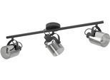 EGLO Deckenspot "BERREGAS Spotlampe - Stahl - E27 - 3X40W - IP20", schwarz, chrom, 3, H: 24cm, 1 Stk., Leuchten, Wandleuchte, Wandspot, schwenkbar, Strahler, L77,5 x B11 x H24 cm, Deckenspot