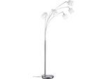 REALITY LEUCHTEN Stehlampe "Tommy, Bogenleuchte 5-flammig, exkl 5x E14 max 28W, mit Fussschalter", silber (nickelfarben, weiß), 5, Ø 12cm H: 200cm, 1 Stk., Leuchten, Stehlampe Wohnzimmer mit Stoffschirmen und verstellbaren Spots, Stehlampe