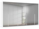 Kleiderschrank "Schrank Garderobe Ankleide Schlafzimmer Flur SERINA Eyecatcher", alpinweiß, grauspiegel, B:401cm H:223cm T:61cm, Holzwerkstoff, LEGER HOME BY LENA GERCKE, Schränke, Kleiderschrank, in 6 Breiten, 3 Ausführungen und mit Front Glas oder Dekor MADE IN GERMANY