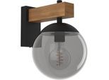 EGLO Wandleuchte "Bufalata Wandlampe, Außenleuchte, Metall, Kunststoff, Kugel, E27, IP44", schwarz, 1, H: 29cm, 1 Stk., Leuchten, Wand-/Deckenleuchte - L20 x H29 x AL27,5 cm - schwarz, braun, Wandleuchte