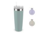 Isolierflasche EMSA "Travel Mug Cool³", mint, H:25,47cm, Edelstahl, Polypropylen (PP), Trinkflaschen, Isolierflasche, 3 Deckelpositionen, für gängige Autohalterungen, inkl. Strohhalm