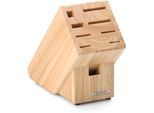Messerblock CONTINENTA, beige (holzfarben), B:11,5cm H:22cm L:22cm, Messerblöcke, Messerblock, mit Scherenschlitz, Gummibaum 22x11,5x22cm