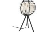 EGLO Tischleuchte "Waverton Tischampe, Nachttischlampe, Metall, Holz, Textil in Weiß, E27", schwarz, 1, Ø 22cm H: 40cm, 1 Stk., Leuchten, Tischleuchte - H40 x Ø22 cm - schwarz - 1X40W exkl., Tischleuchte