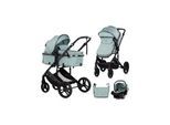 Chipolino Kinderwagen 3 in 1 Amore Babyschale Adapter Wickeltasche Fußabdeckung türkis