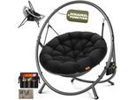 KESSER® Hängesessel mit Gestell BALI Hängeschaukel Hängestuhl bis 150kg für Indoor und Outdoor + Kissen & Seitentasche Hängekorb Stahlgestell & Schaumstoff Sitzpolster ideal für Wohnzimmer & Garten