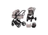 Chipolino Kinderwagen 3 in 1 Amore Babyschale Adapter Wickeltasche Fußabdeckung braun