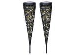 Gartenleuchte LUXFORM "Luxform Solar Torch Jersey, set of 2", schwarz, B:8,5cm H:4,2cm L:8,5cm, Leuchten, Gartenleuchte, LED-Gartenleuchte, Solarenergie, warmweiß, aus Metall, IP44