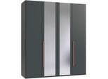 Drehtürenschrank WIMEX "London in den Breiten 180cm, 225cm und 270cm erhältlich, inkl. Spiegel", grafit, griffe artisan eiche nachbildung, B:180cm H:208cm T:58cm, Holzwerkstoff, Schränke, Drehtürenschrank, Kleiderschrank wahlweise mit Basic- o. Premium-Ausstattung erhältlich