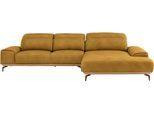 Wohnlandschaft MUSTERRING "MR 2490 Ecksofa mit erstklassigem Sitzkomfort, Long-Life-Leder", gelb (kurkuma, b), B:342cm T:207cm, Sofas, Wohnlandschaft, Bronze-Fuß, Sitzhöhe 48cm, wahlweise mit Funktionen, Maße 342 x 207 cm