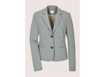 Jackenblazer MADELEINE "Blazer Kurzblazer mit Nadelstreifen", Damen, Gr. 42, blau (rauchblau, kiesel, goldfarben), Obermaterial: 64% Viskose CV. 24% Polyamid PA. 7% Polyester PES. 5% Elasthan EL., Modern, tailliert, Blazer, Streifenblazer mit Glanzefekt