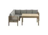 Ambia Garden Dining-Loungeset , Akaziefarben , Holz , Akazie , teilmassiv , Füllung: Polyester,Polyester , seitenverkehrt montierbar , 226x173 cm , Gartenmöbel, Gartengarnituren, Gartenmöbel-Sets