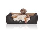 Knuffelwuff Orthopädisches Hundebett Outback aus laser-gestepptem Kunstleder creme/ schwarz XL