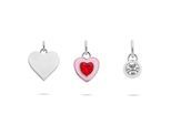 Anhänger Set TAMARIS "Schmuck Geschenk 3er Anhänger Bundle, Herzen", edelstahlfarben, kristallweiß, rot, kristallweiß, rot, Schmuckanhänger, Damen, Edelstahl, 4,9 g, mit Glasstein und Emaille