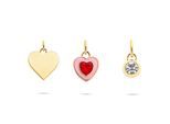 Anhänger Set TAMARIS "Schmuck Geschenk 3er Anhänger Bundle, Herzen", gelbgoldfarben, kristallweiß, rot, kristallweiß, rot, Schmuckanhänger, Damen, Edelstahl, 4,9 g, mit Glasstein und Emaille