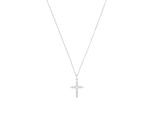 Kette mit Anhänger AMOR "Schmuck Geschenk, Kreuz", silberfarben, weiß, Halsketten, Damen, Silber 925 (Sterlingsilber), L: 45 B: 1mm, mit Zirkonia (synth.) - mit Wachsperle, B:1mm