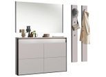 Voleo Garderobe Edra, Schwarz, Beige, Glas, Holzwerkstoff, 4-teilig, warmweiß, 180x190x24.3 cm, Garderobe, Garderoben-Set & Garderoben-Serien, Garderoben-Sets