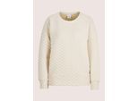Langarmshirt MADELEINE "Struktursweater Struktursweater mit Rundhalsausschnitt", Damen, Gr. 34, weiß (wollweiß), Obermaterial: 70% Baumwolle CO. 24% Polyester PES. 5% metallisierte Fasern MTF. 1% Elasthan EL., Modern, Shirts Langarmshirt, Struktursweatshirt