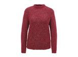 Rundhalspullover GOLDNER "Flauschiger Bouclé-Pullover, Stehkragen", Damen, Gr. 48, rot (cayenne, melange), Obermaterial: 72% Polyester PES. 24% Polyacryl PAN. 4% Schurwolle WV., Modisch, gerade, Elastisch, Pullover Rundhalspullover, keine/nicht relevant