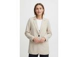 Jackenblazer FREEQUENT "FQNANNI", Damen, Gr. M, grün (moonbeam melange), Web, Obermaterial: 73% Polyester, 24% Viskose, 3% Elasthan, unifarben, bequem hüftbedeckend, V-Ausschnitt, Blazer, mit Knopfverschluss und Reverskragen