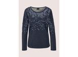 Langarmshirt MADELEINE "Sweatshirt Glitzeroberteil mit funkelnden Details", Damen, Gr. 38, blau (marine, silberfarben), Obermaterial: 60% Polyester PES. 24% Viskose CV. 16% metallisierte Fasern MTF., Modern, normal, U-Boot-Ausschnitt, Shirts Langarmshirt, Glanzeffekte durch Pailletten